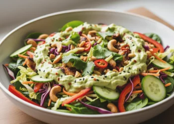 Spicy Asian Salad with Avocado Dressing