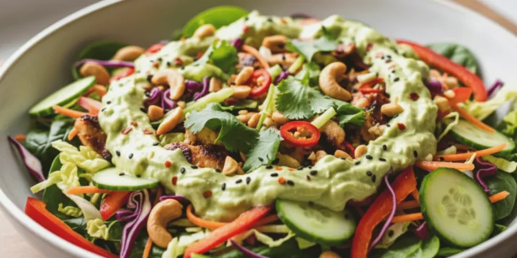 Spicy Asian Salad with Avocado Dressing